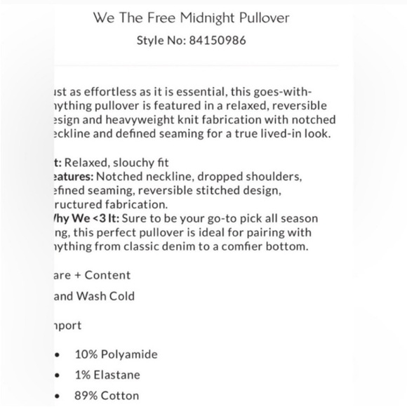 Free People we the free midnight pullover brown small NEW - Picture 3 of 11